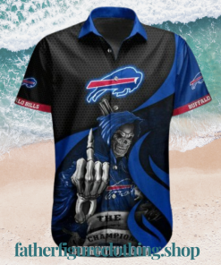 Buffalo Bills Black Royal Blue Skull Trendy Hawaiian Shirt