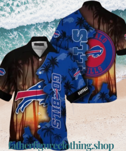 Buffalo Bills Men's Short 3D Aloha Sleeve Shirt