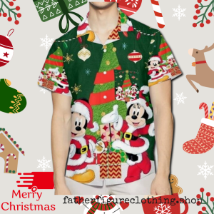 Heiheiworld 3D Mickey Minnie Hawaiian Disney Christmas Pocket Series Shirt