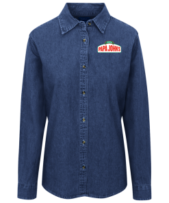 Alternative view of Pizza Papa John Women's Long Sleeve Denim Shirt