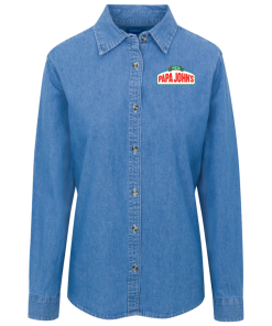Pizza Papa John Women's Long Sleeve Denim Shirt
