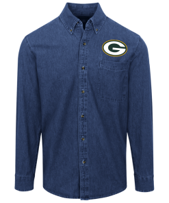 Green Bay Packers Logo Denim Shirt for Men and Women