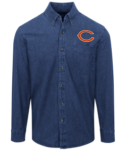 Chicago Bears Logo Denim Shirt for Men and Women