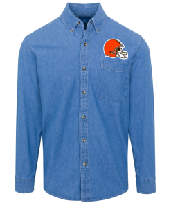 Alternative view of Cleveland Browns Logo Denim Shirt for Men and Women