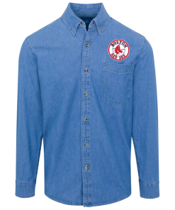 Boston Red Sox Logo Denim Shirt for Men and Women