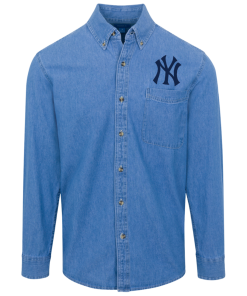 Alternative view of New York Yankees Logo Denim Shirt for Men and Women