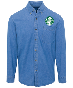 Alternative view of Starbucks Logo Denim Shirt for Men and Women