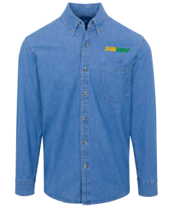 Subway Logo Denim Shirt for Men and Women