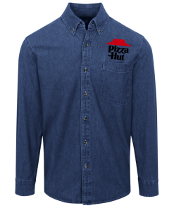 Pizza Hut Logo Denim Shirt for Men and Women