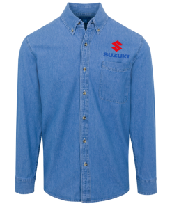 Suzuki logo Button Denim Shirt for Men and Women