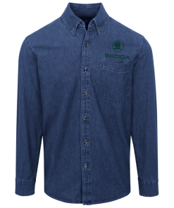 Škoda logo Button Denim Shirt for Men and Women