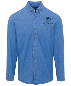 Alternative view of Škoda logo Button Denim Shirt for Men and Women