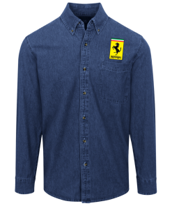 Alternative view of Ferrari logo Denim Shirt for Men and Women