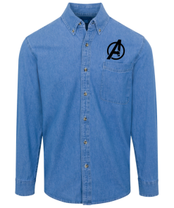 Alternative view of Avengers logo Denim Shirt for Men and Women