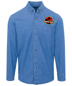 Jurassic Park logo Denim Shirt for Men and Women