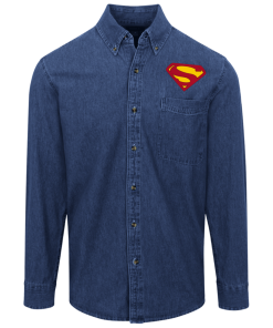 Alternative view of Superman logo Denim Shirt for Men and Women