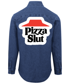 Alternative view of Pizza Slut Funny Pizza Hut Denim Shirt for Men and Women