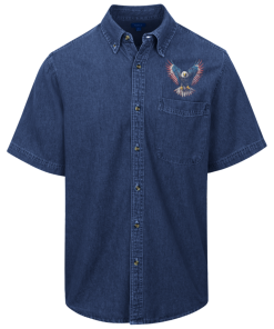 Alternative view of American Flag Bald Eagle 4th of July USA Patriotic Denim Shirt for Men and Women