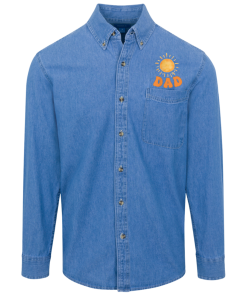 Alternative view of One Happy Dad of The Birthday First Trip Around the Sun Denim Shirt for Men and Women