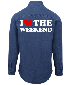 Alternative view of I LOVE THE WEEKEND UNISEX Denim Shirts Back