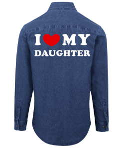 Alternative view of I LOVE MY DAUGHTER Denim Shirt Unisex Back