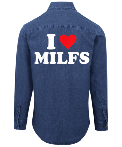 Alternative view of I LOve MILFS Denim Shirt Back