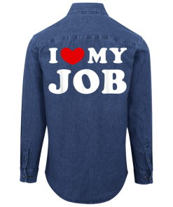 Alternative view of I Love My Job Unisex Denim Shirt Back