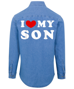 Alternative view of I Love Son Unisex Denim Shirt on Back