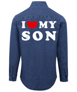 I Love Son Unisex Denim Shirt on Back