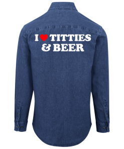 Alternative view of I Love Titties & Beer Denim Shirt Back