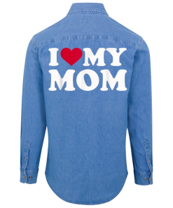 Alternative view of I Love My Mom Unisex Denim Shirt on Back