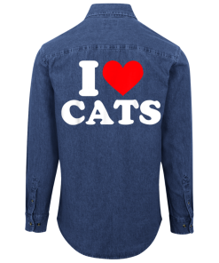 Alternative view of I Love Cats Unisex Denim Shirt Back