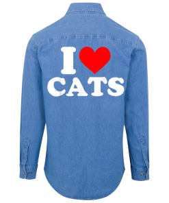 I Love Cats Unisex Denim Shirt Back