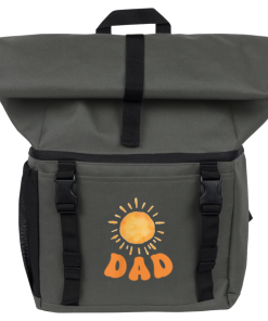 Alternative view of One Happy Dad of The Birthday Around the Sun 18-Can Roll-Top Backpack Cooler