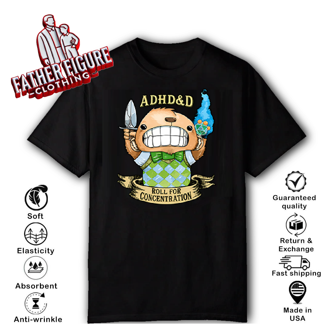 ADHD&D Roll For Concentration Dungeons Dragons T Shirt