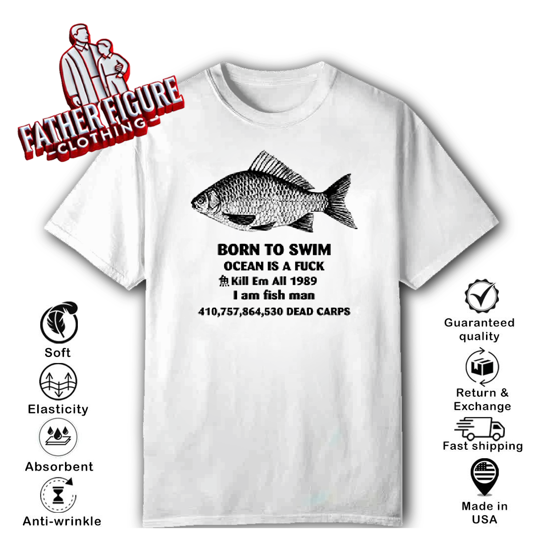 Born To Swim Ocean Is A Fuck Shirt Kill Em All 1989 I Am Fish Man Tank Top