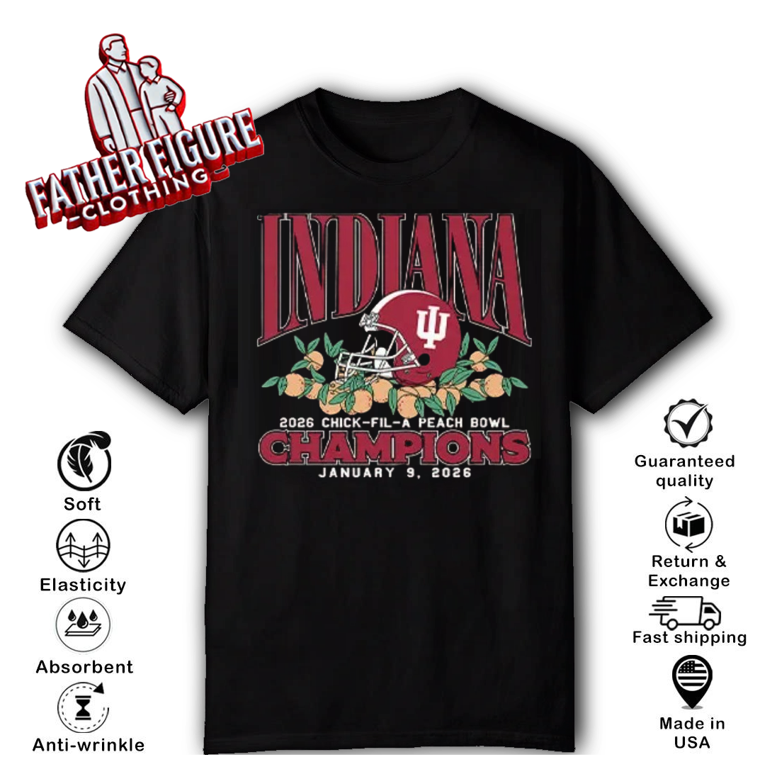 Indiana 2026 Chick-Fil-A Peach Bowl Champions T-Shirt
