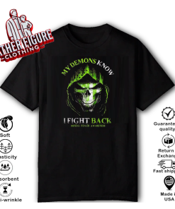 Alternative view of Reaper PTSD My Demons Know I Fight Mental Health Awareness T-Shirt